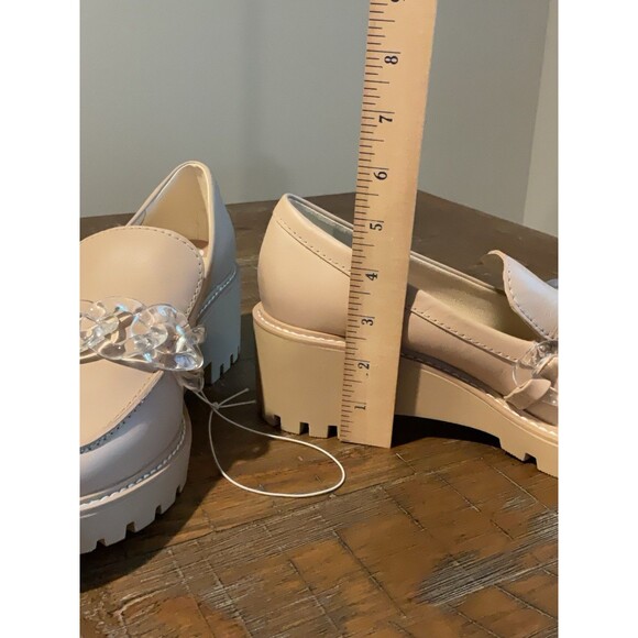 New Dolce Vita Cream Loafers 10 Women’s Slip In Pump Plastic Chain Clear Heeled - Picture 4 of 13